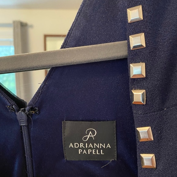 Adrianna Papell Navy cut out silver studded embellished dress - Picture 8 of 13